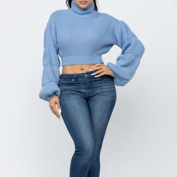 NWT Burst Your Bubble Cropped Sweater (Blue) - Picture 1 of 5